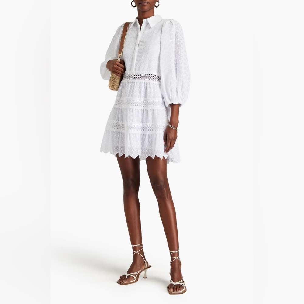 Alice + Olivia White Eyelet Mini Dress